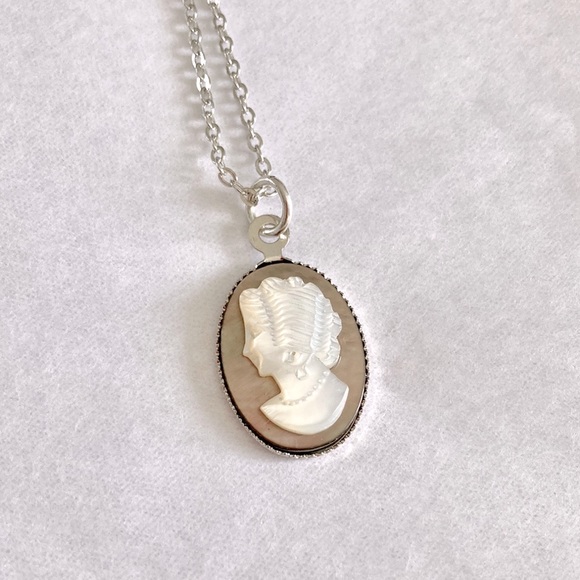 Pearl Cameo Necklace Handmade 
